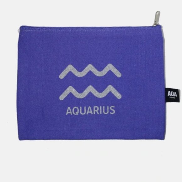 ZODIAC AQUARIUS MAKEUP CANVAS BAG - Picture 1 of 2